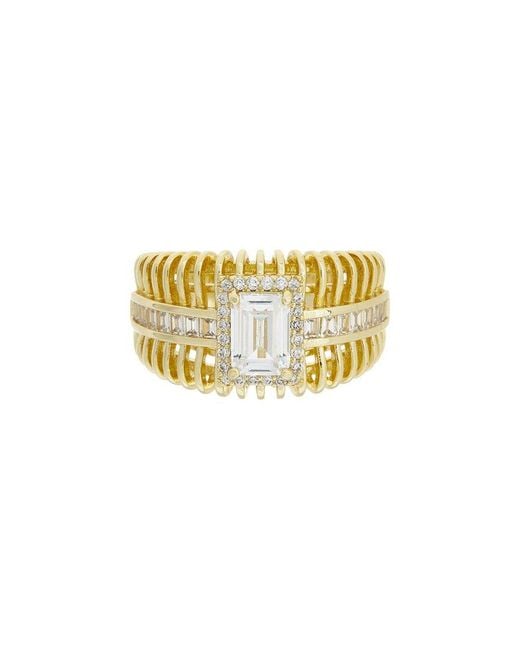 Juvell White 18K Plated Topaz Cz Ring
