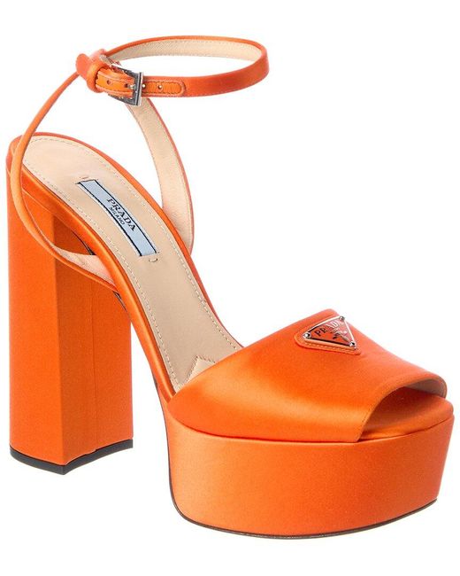 Prada Orange Satin Platform Sandal