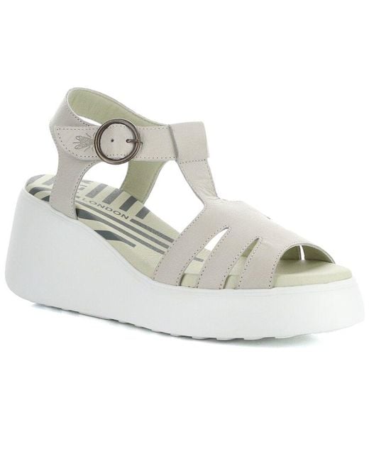 Fly London Metallic Duma Leather Wedge Sandal