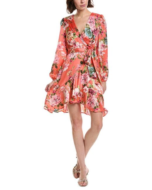 Tahari Red Printed Mini Dress