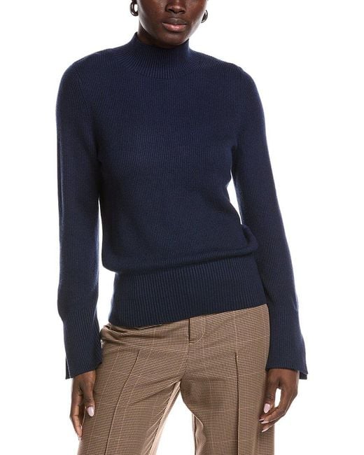 Reiss Blue Glory Chunky Roll Neck Wool & Cashmere-Blend Sweater