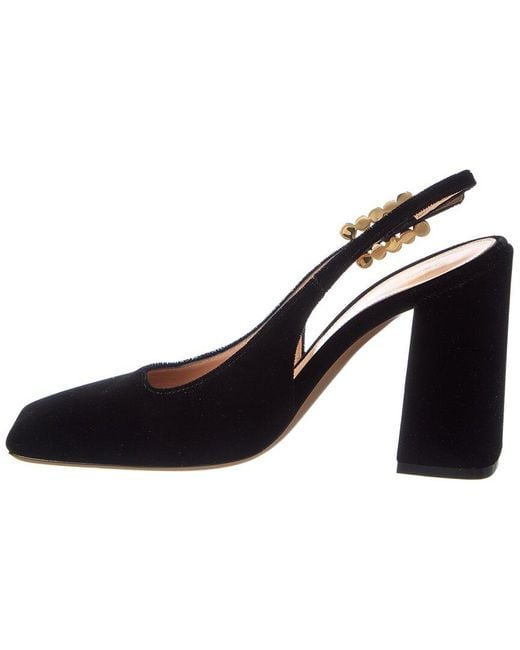 Gianvito Rossi Black Wondy Leather & Velvet Slingback Pump