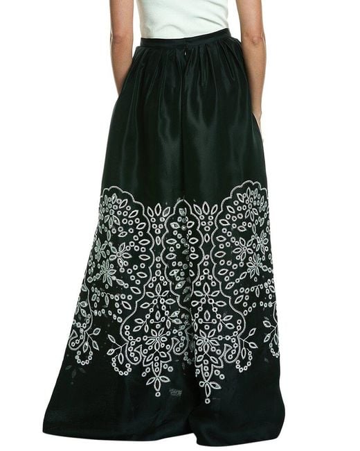 Carolina Herrera Green Embroidered Silk Ball Skirt