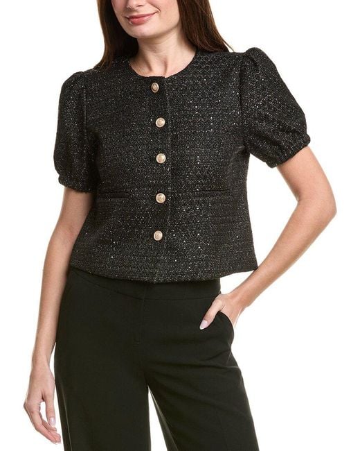 Nanette Lepore Black Tweed Cardigan