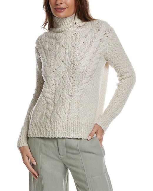 Vince Gray Rising Cable Turtleneck Wool-blend Sweater