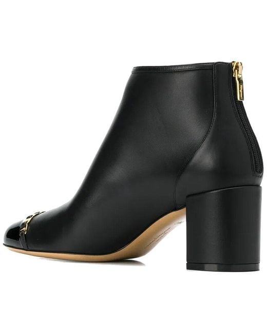 Ferragamo Black Vara Chain Leather Bootie