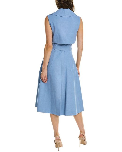 Oscar de la Renta Blue Denim Silk-lined Wrap Dress