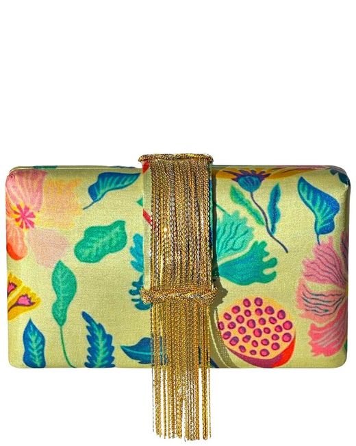 Simitri Blue Faux Silk Hard Structured Clutch