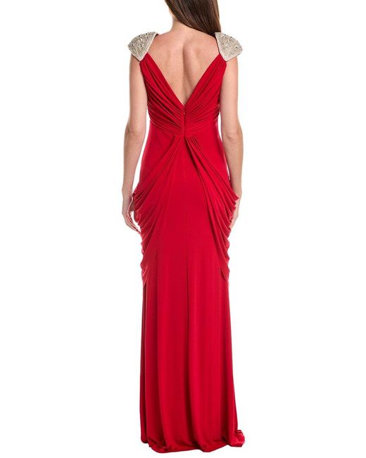 Issue New York Red Solid Embellished Maxi Dress