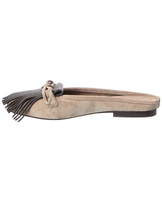 Brunello Cucinelli Gray Suede Mule