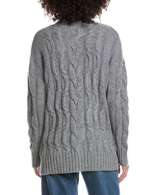 Forte Gray Luxe Wool & Cashmere-Blend Cable Sweater
