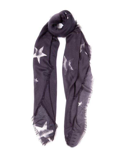 Blue Pacific Blue Tissue Cashmere-Blend Faded Stars Scarf