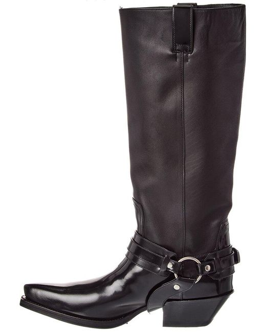 Versace Black Taxano Leather Knee High Boot