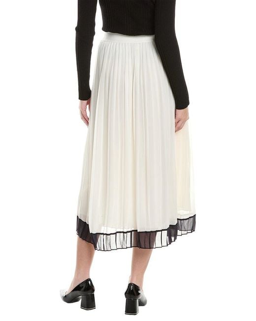 Reiss White Osti Woven Pleated Skirt