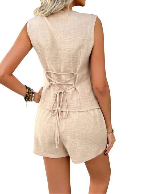 Olivia Taylor Natural Vest & Short Set