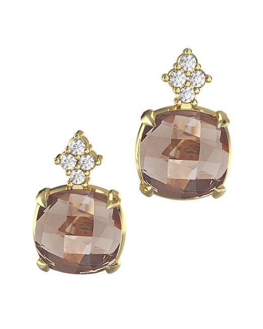 Reiss Natural 14K 7.20 Ct. Tw. Diamond & Smokey Topaz Drop Earrings