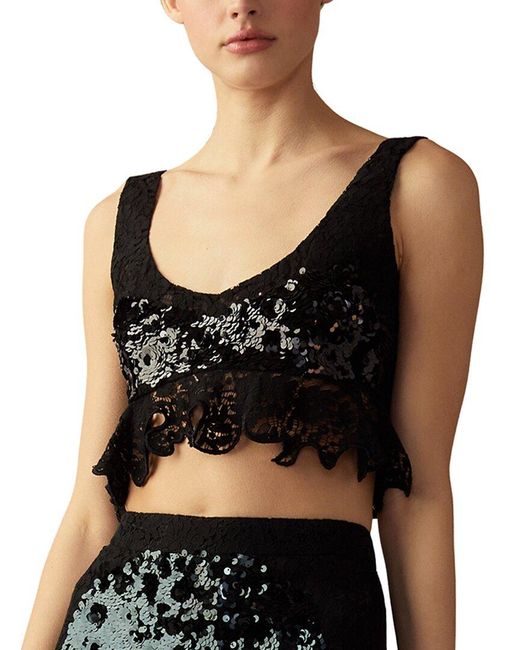 Cynthia Rowley Black The Cosmo Sequin Knit Top