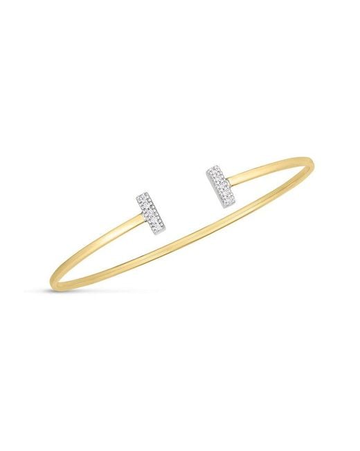 Italian Gold White 14K 0.08 Ct. Tw. Diamond Accent Bar Bangle Bracelet