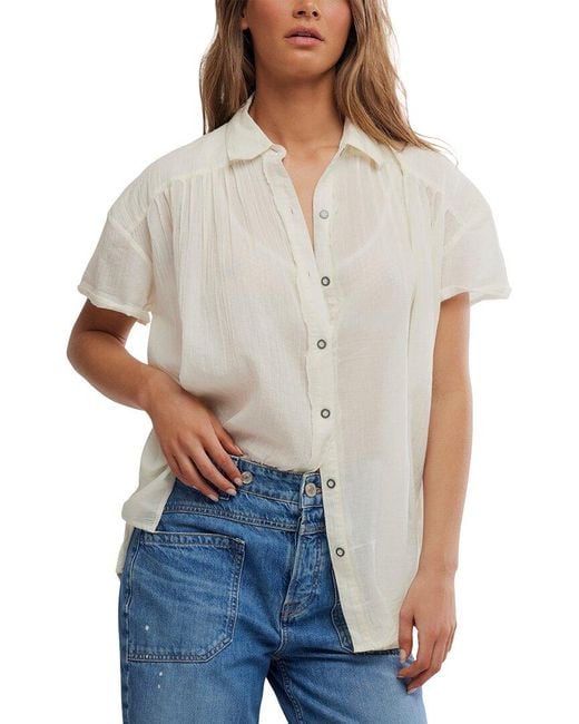 Free People White Float Away Top