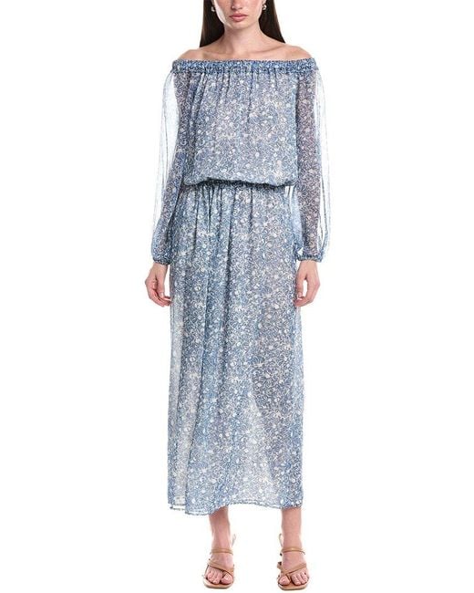 Max Mara Blue Enza Silk Maxi Dress