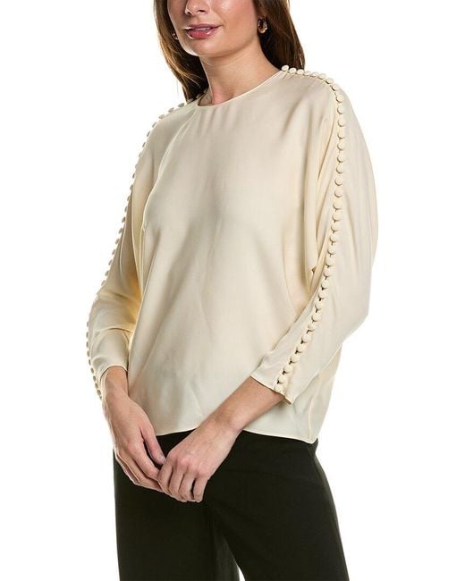 Lafayette 148 New York Natural Wing Sleeve Silk Blouse