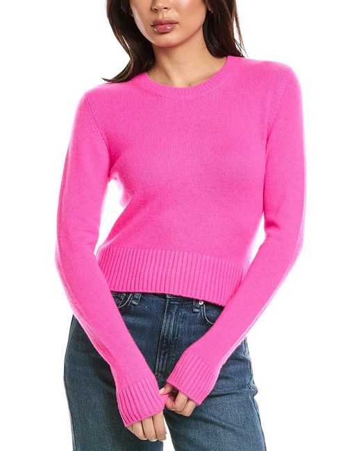 Brodie Cashmere Pink Emilia Crewneck Cashmere Sweater