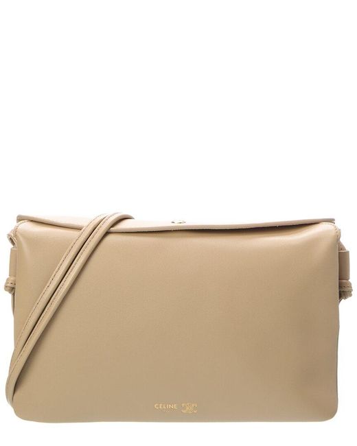 Céline Natural Trio Flap Leather Shoulder Bag