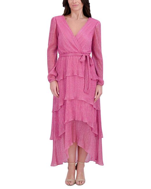 Kensie Pink Shimmer Knit Midi Dress