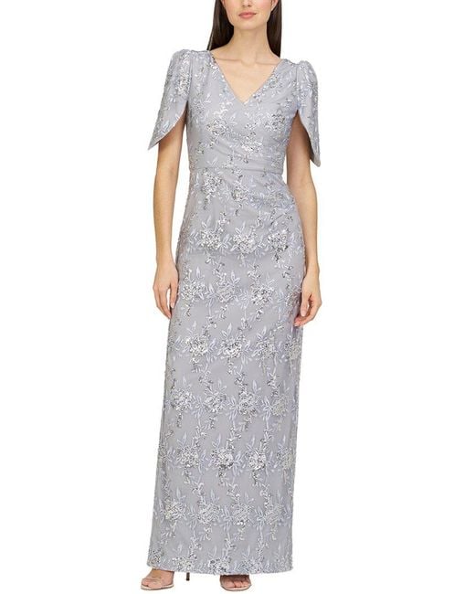 JS Collections Gray Elena Column Gown