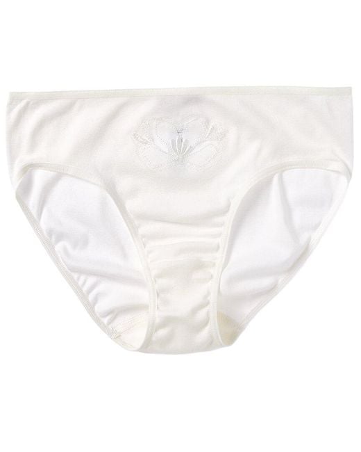 Hanro White Floral Embroidered Hi-Cut Brief