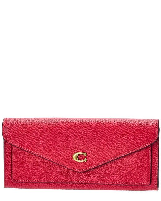 COACH Wyn Soft Crossgrain Leather Wallet in Red Lyst