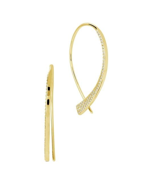 Sterling Forever Metallic 14k Plated Cz Carlotta Threader Earrings