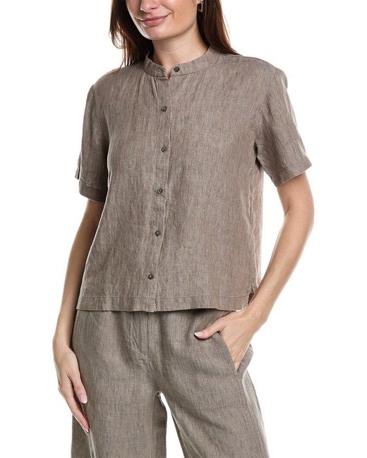 Eileen Fisher Gray Linen Boxy Shirt