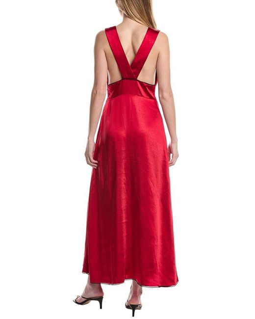 Seraphin Red Halter Lace Midi Dress