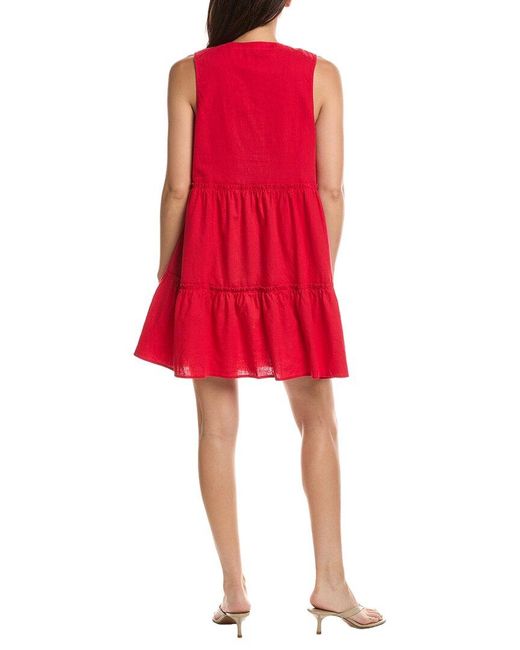 Michael Stars Red Sandra Linen-Blend Mini Dress