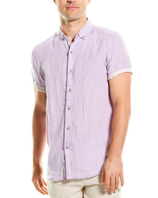 Heritage by Report Purple Report Collection Heritage Modern Fit Linen Woven Shirt for men