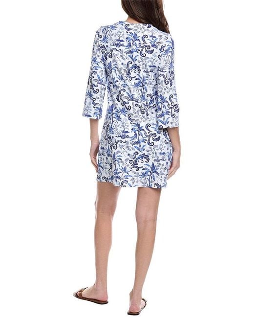 Tommy Bahama Blue Terrazzo Tile Sleeve Cover-Up Dress