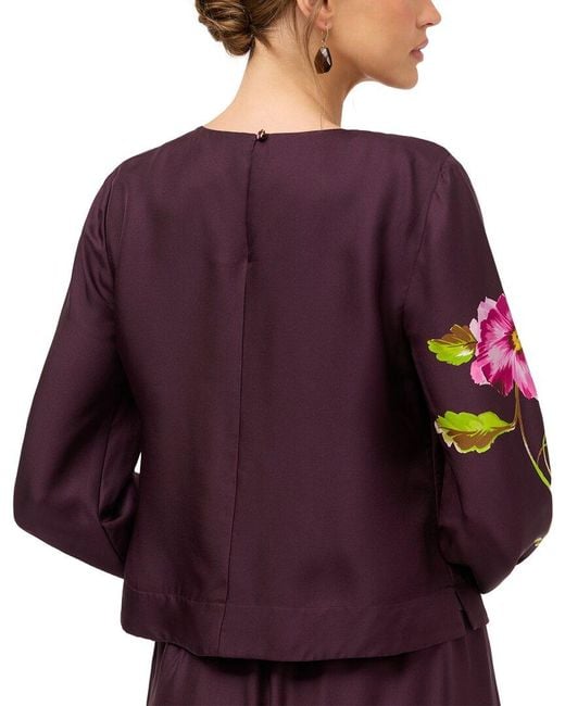 Johnny Was Red Normandie Silk-Blend Blouse