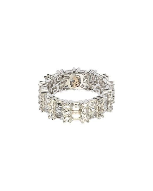 Suzy Levian White Silver Cz Eternity Ring