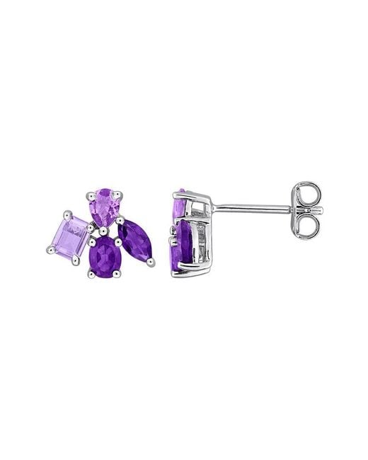Rina Limor Multicolor 1.34 Ct. Tw. Amethyst Africa, Rose De France Floral Drop Earrings