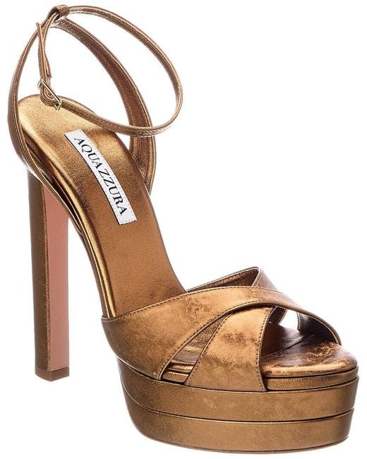 Aquazzura Metallic Divine Plateau 130 Leather Platform Sandal