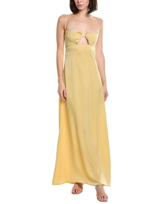 HL Affair Yellow One Shoulder Maxi Dress