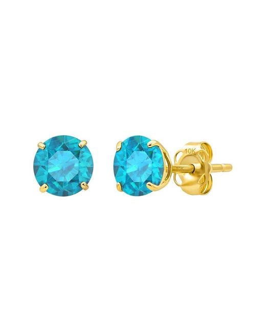 MaxColor Blue 14K 1.80 Ct. Tw. Swiss Topaz Stud Earrings