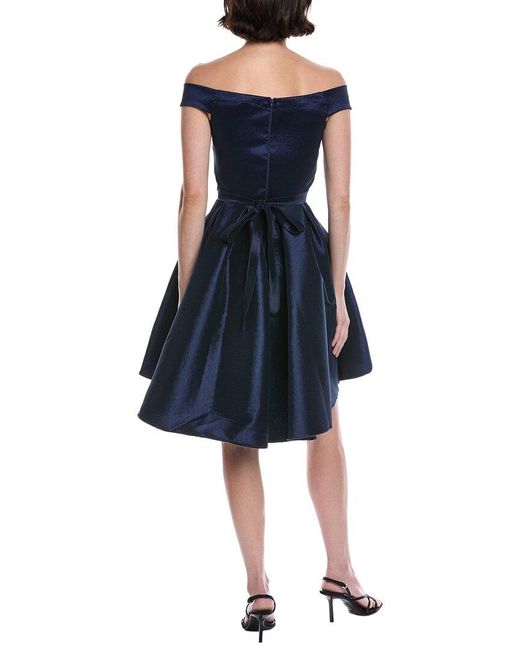Marion Women's Blue Off-Shoulder Diamond Belt Party Dress mini dresses