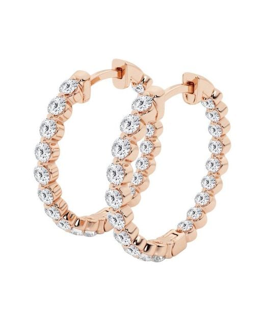 Lab Grown Diamonds White 14K Rose 1.00 Ct. Tw. Lab-Grown Diamond Hoops