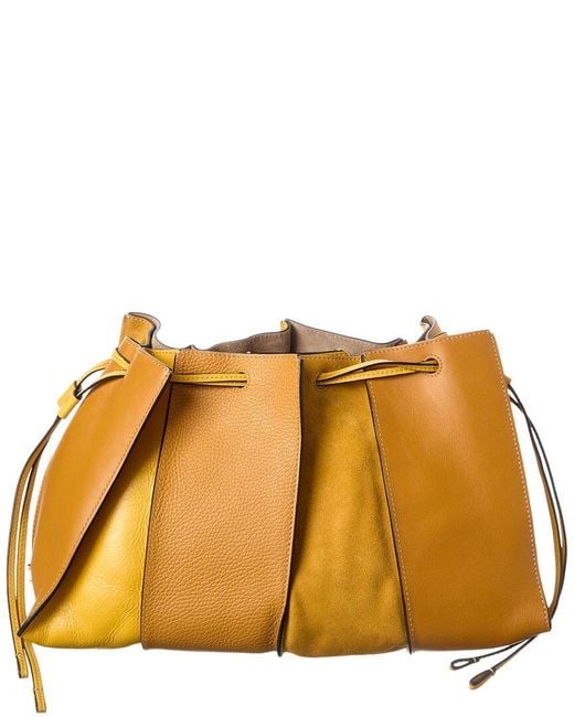 Tod's Orange Leather & Suede Shoulder Bag