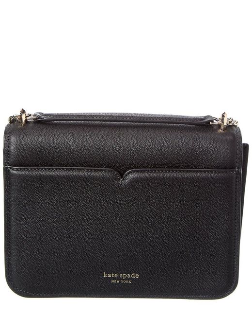 Kate Spade Black Locket Small Grain Pebbled Leather Large Flap Shoulder Bag