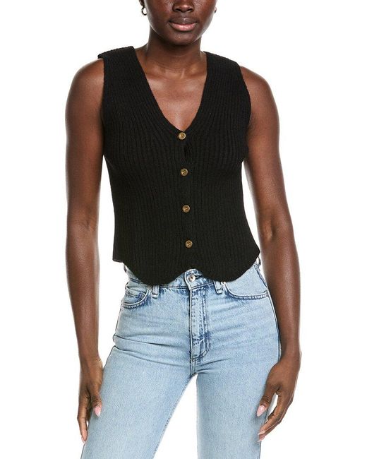 Elan Black Wool-Blend Vest