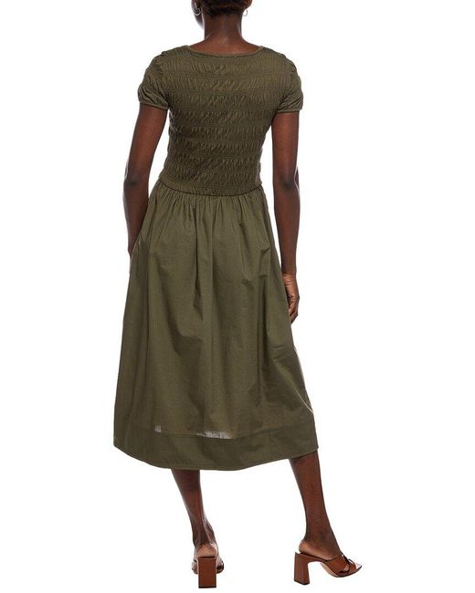 Madewell Green Abruzzo Smocked Midi Dress