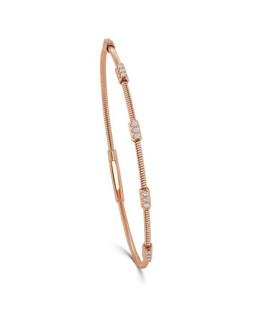 Sabrina Designs White 14K Rose 0.24 Ct. Tw. Diamond Flexible Stackable Bangle Bracelet